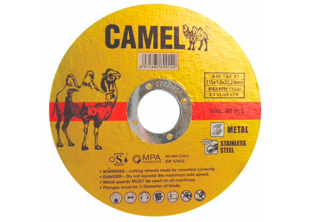 DISCO CORTE METAL/INOX CAMEL A46  DE 115MM X 1MM - 50 unidades